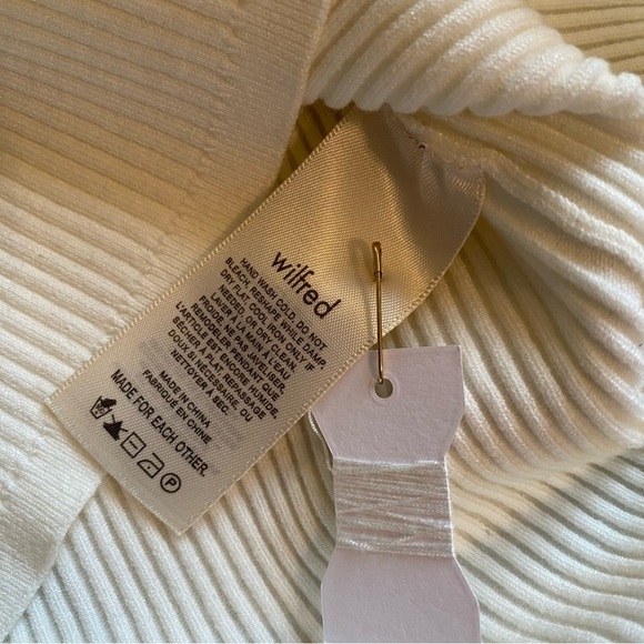 Wilfred Aritzia Ribbed Tight Knit Mini Skirt Ivory White: XL - Picture 6 of 7